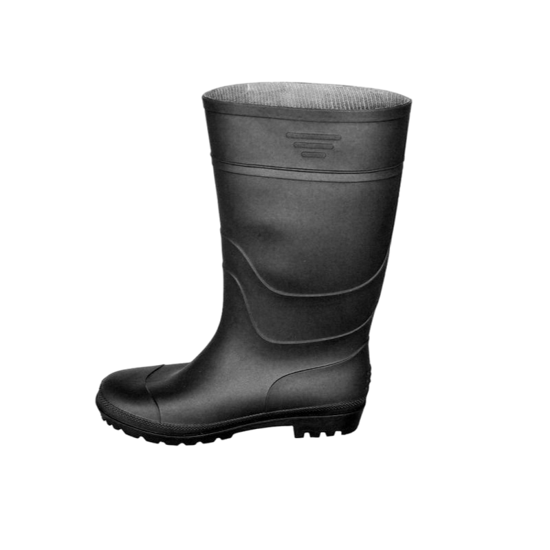 SS031-BB المحمولة الأسود الأسود إيطاليا PVC Rainboots بدون إصبع الصلب