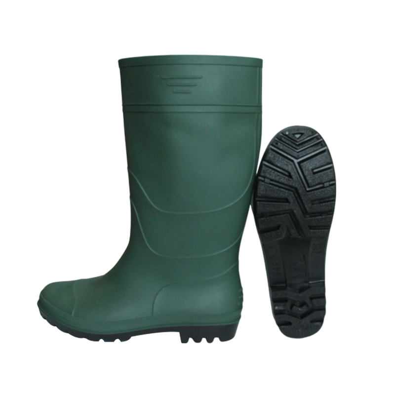 SS031-GB Green PVC أحذية ركبة عالية التحمل الثقيلة