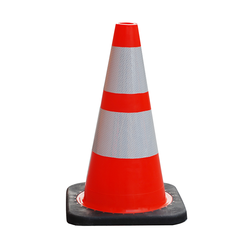 TC-PVC45B PVC مخروط حركة مرور عاكسة مع قاعدة مطاطية قوية